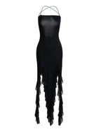 Ruffled Sexy Solid Color Slim Dress -Guocali