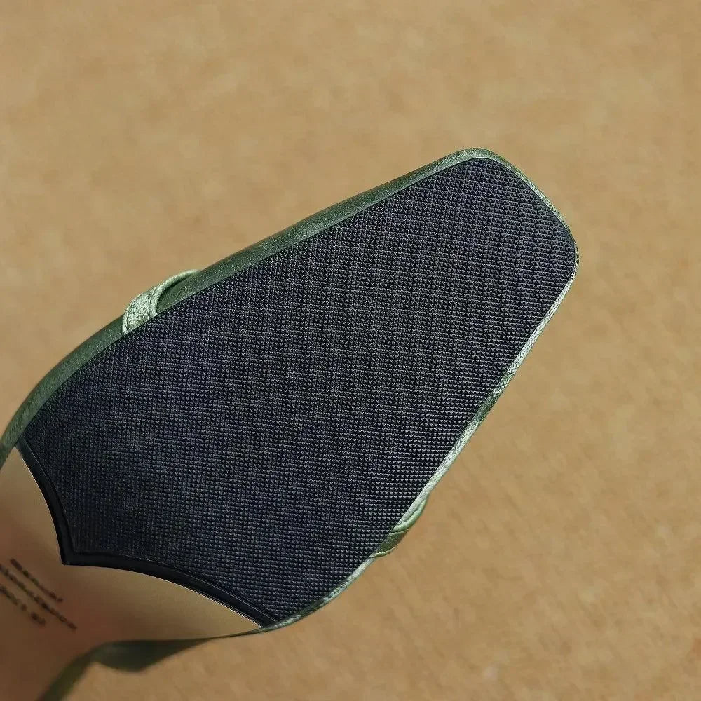 Women Sandals - Block Heels - Leather