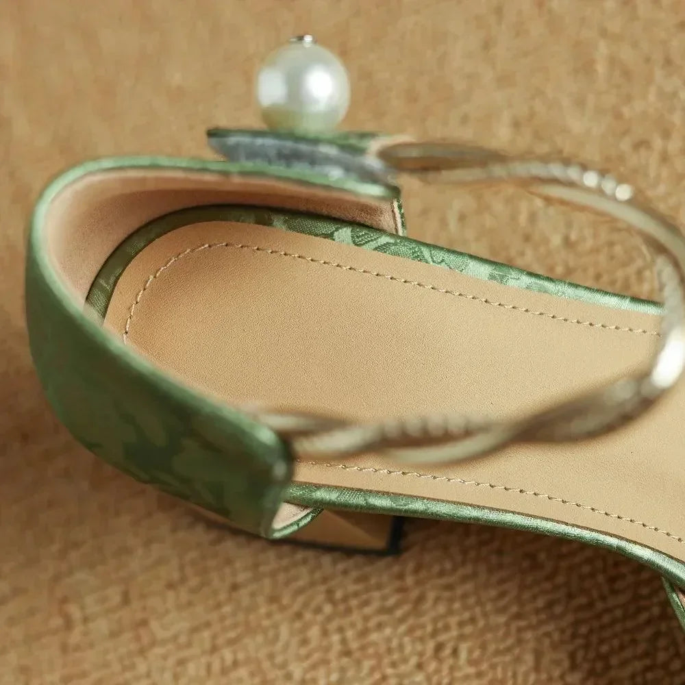 Women Sandals - Block Heels - Leather