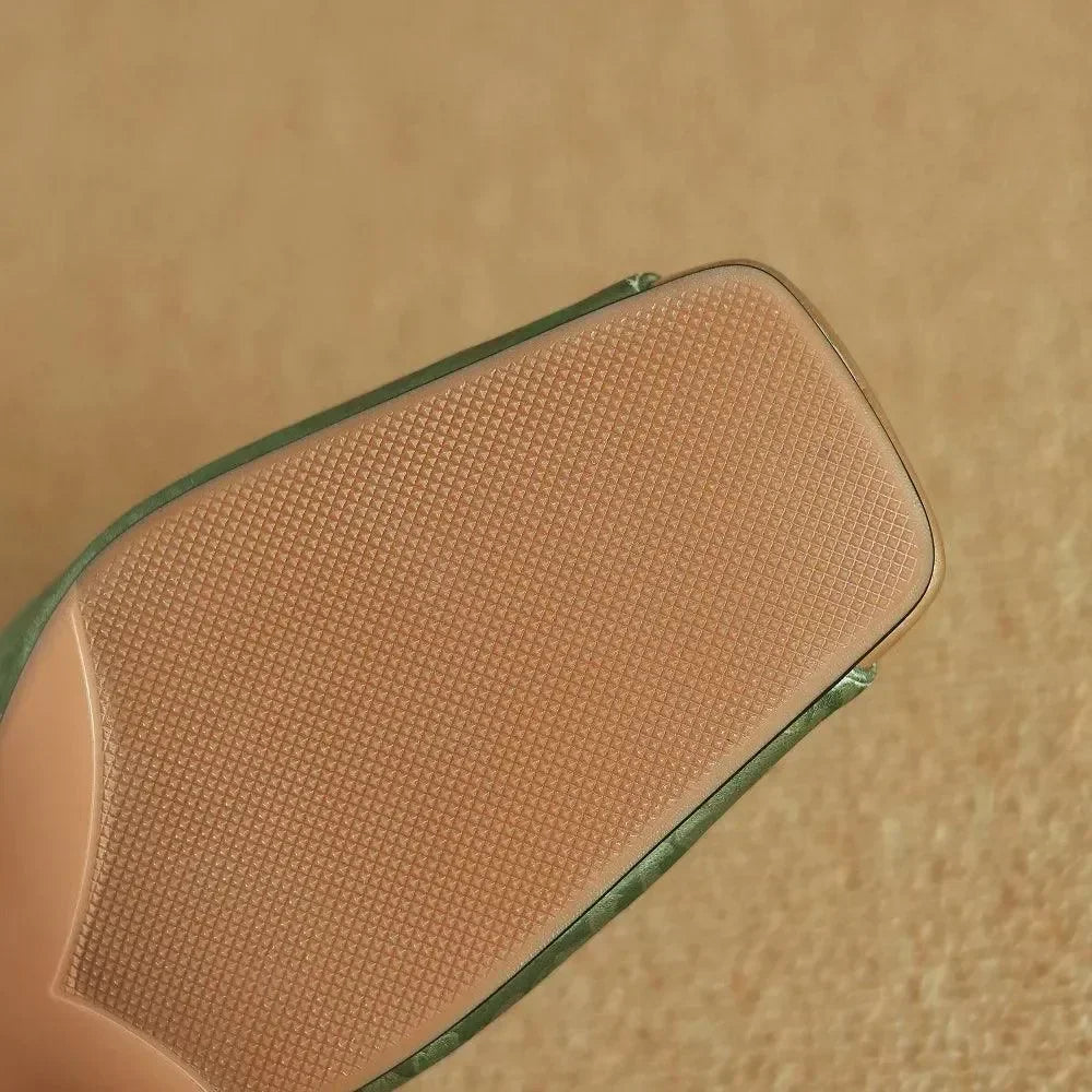 Women Sandals - Block Heels - Leather