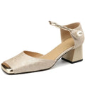 Women Sandals - Block Heels - Leather