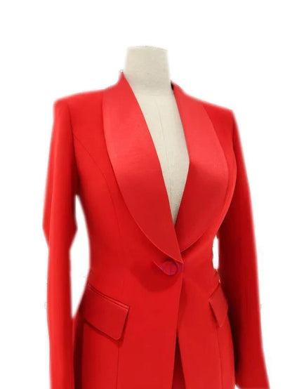 Satin Lapel Collar Pant Suit - Women Trouser Suits - Trouser Suit -Guocali