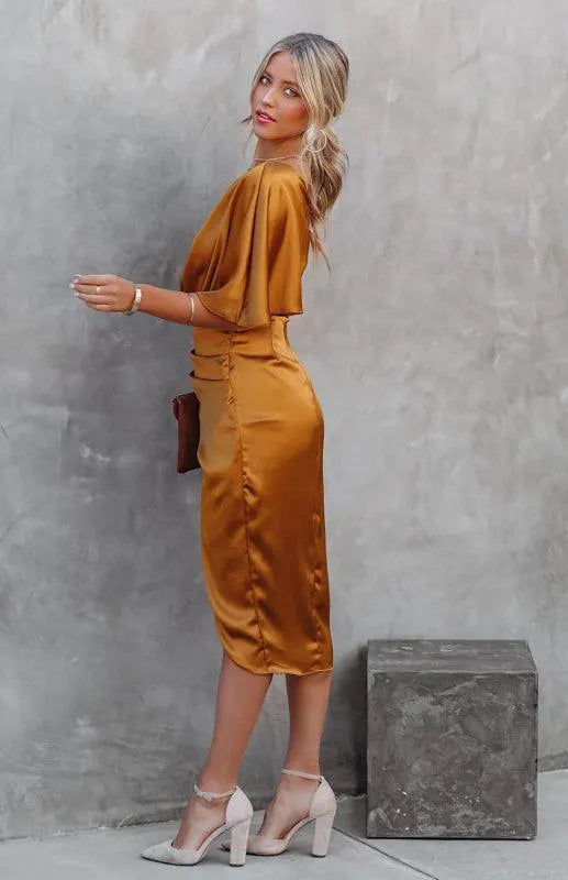 Sexy One Sleeve Irregular Pleated Party Dress
