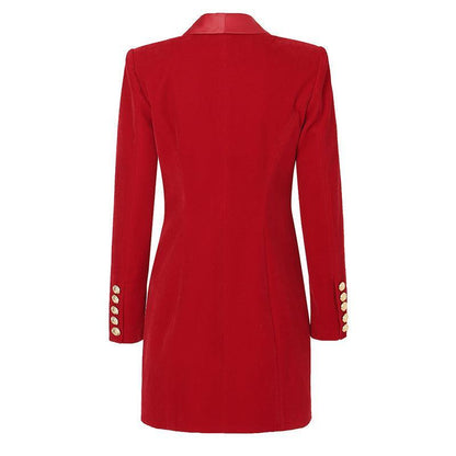 Shawl Collar Velvet Women Blazer Dress - Blazer Dress - Guocali