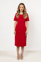 Short Sleeve Midi Dress – Boat Neck, Fitted Cut – Daydress | GUOCALI