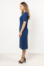 Short Sleeve Midi Dress – Boat Neck, Fitted Cut – Daydress | GUOCALI – view 10