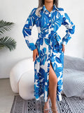Sleeveless Shirt Dress With Collar – Long Floral Cut – Shirt Dress | GUOCALI