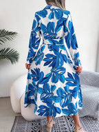 Sleeveless Shirt Dress With Collar – Long Floral Cut – Shirt Dress | GUOCALI – view 2