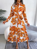 Sleeveless Shirt Dress With Collar – Long Floral Cut – Shirt Dress | GUOCALI – view 7