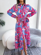 Sleeveless Shirt Dress With Collar – Long Floral Cut – Shirt Dress | GUOCALI – view 9