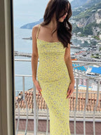 Slim Fit Backless Floral Dress -Guocali