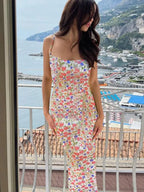 Slim Fit Backless Floral Dress -Guocali