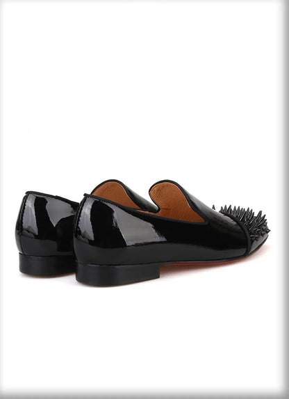 Spiked Patent Leather Men Loafers - Men Shoes -Guocali