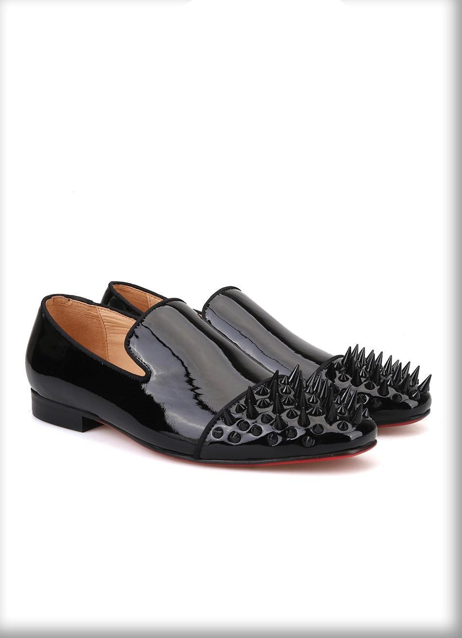 Spiked Patent Leather Men Loafers - Men Shoes - Loafer Shoes - Guocali