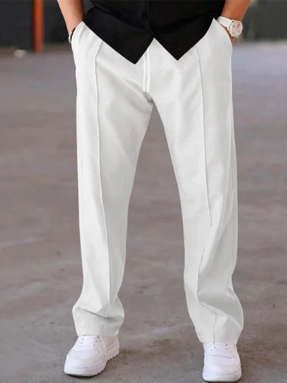 Sporty Men Trousers – Mid Rise Elastic Waist -Guocali