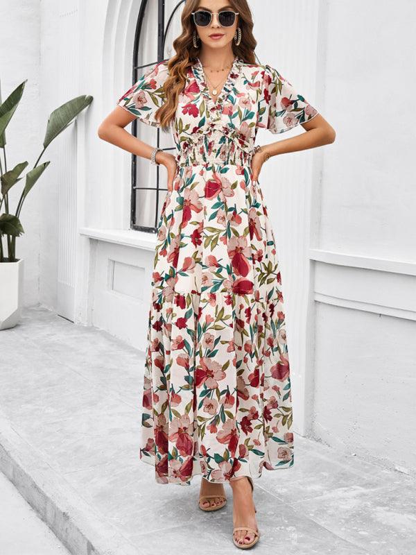 Spring Summer Casual Printed Waist Dress - Waist Dress - Guocali