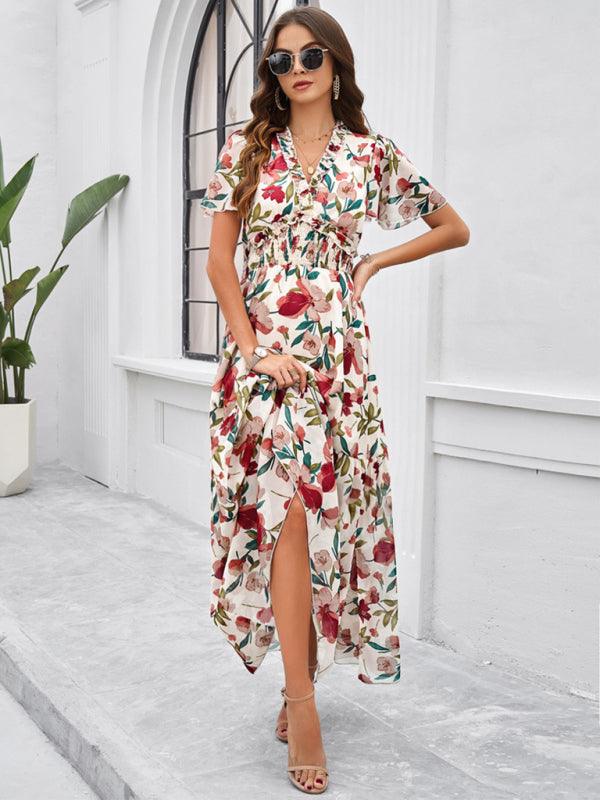 Spring Summer Casual Printed Waist Dress - Waist Dress - Guocali