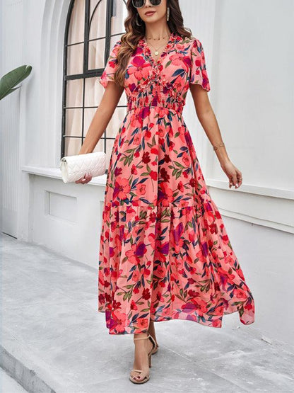 Spring Summer Casual Printed Waist Dress - Waist Dress - Guocali