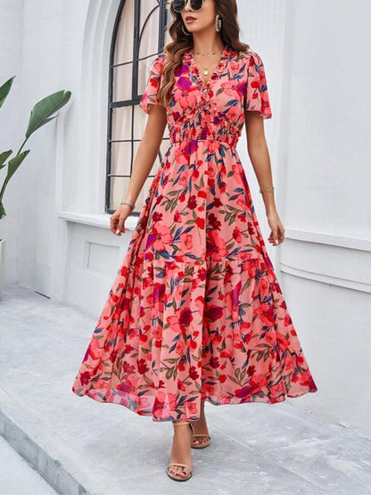 Spring Summer Casual Printed Waist Dress - Waist Dress - Guocali