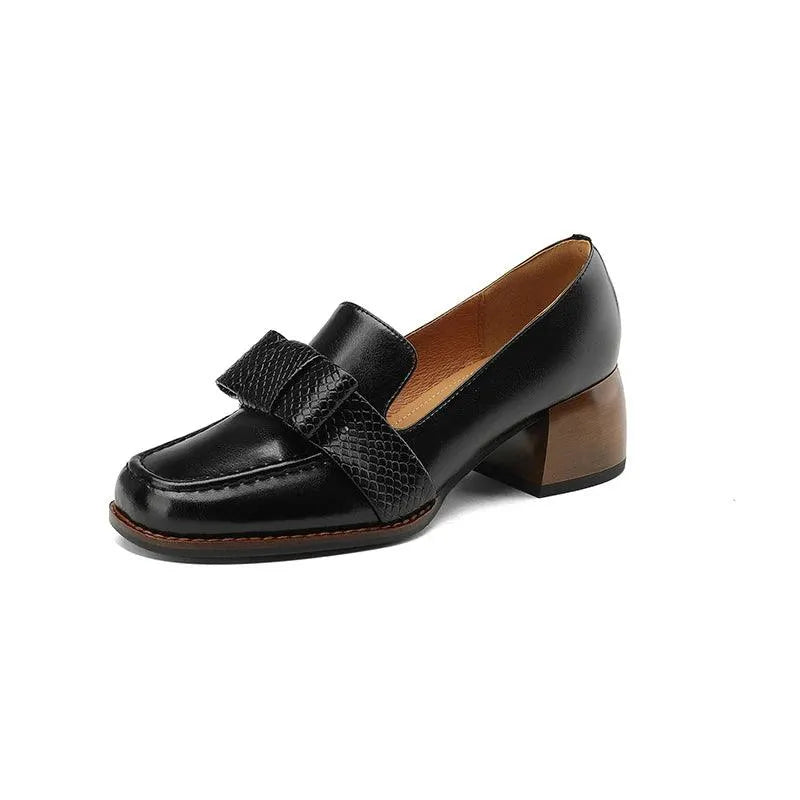 Square Toe Leather Pumps for Women - Pumps Shoes - Guocali