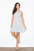 Striped Fit and Flare Dress Casual Summer Style-Day Dress-GUOCALI