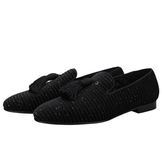 Striped Men Loafers With Tassel - Men Shoes - Loafer Shoes - Guocali