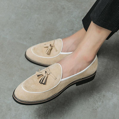 Suede Stitched Tassel Loafers - Men Shoes - Loafer Shoes - Guocali