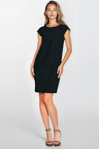 Summer Knee Length Dress – Round Neck, Relaxed Cut, Black – Daydress | GUOCALI – view 4