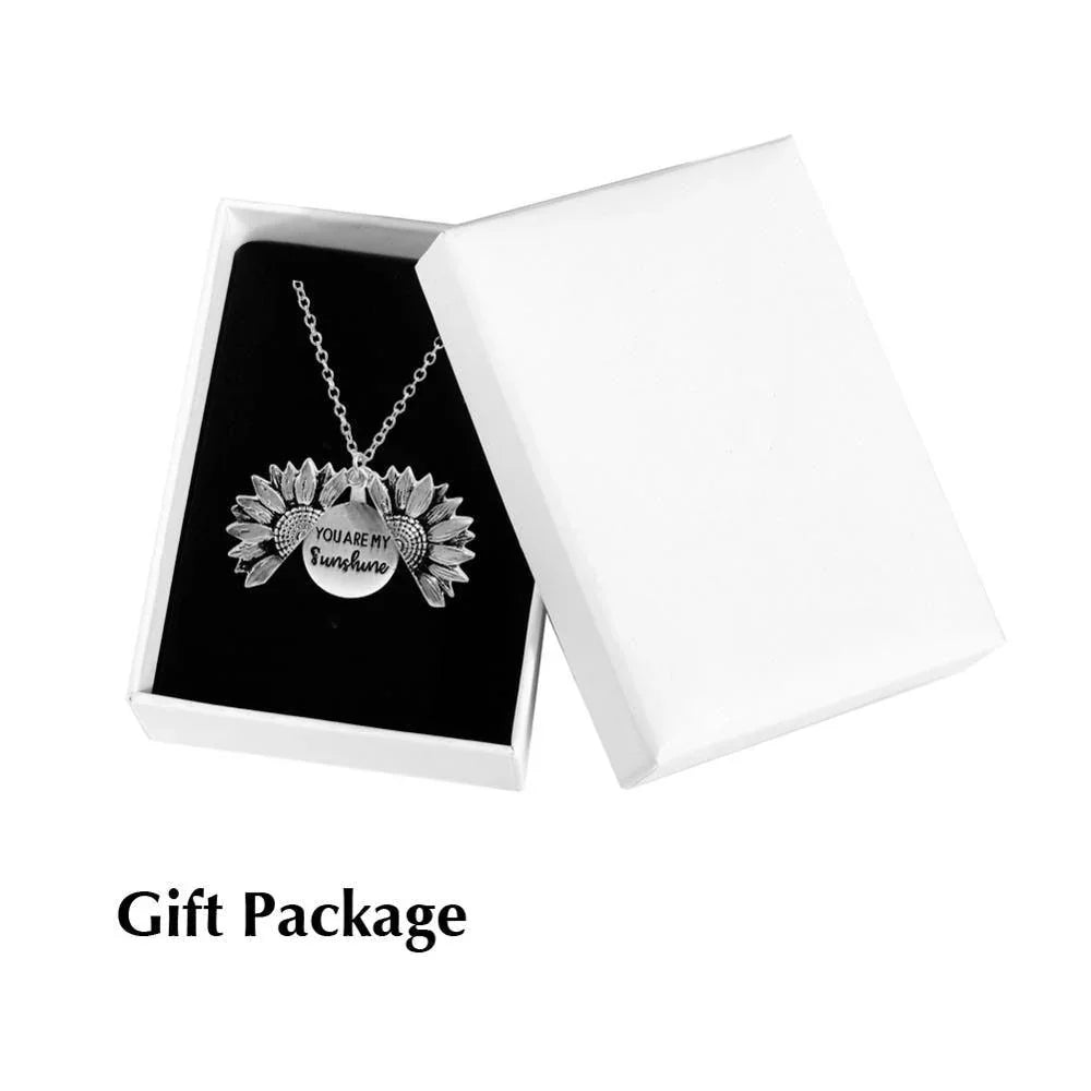 Sunflower Pendant Necklace - Engraved (You are my sunshine) -Guocali