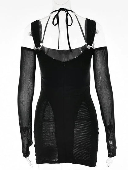 Suspender Backless See-Through Dress - Backless Dress - Guocali