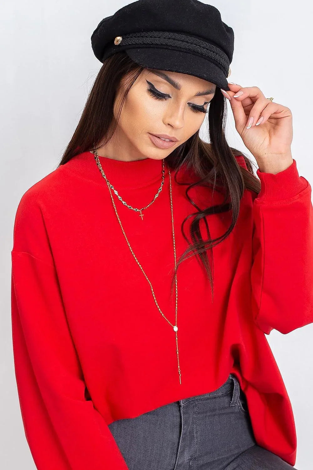 Women's Sweatshirt - Mock-Neck With Regular Fit