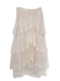 Tiered Skirt Women Lace Patchwork - A-Line Midi Women Skirt