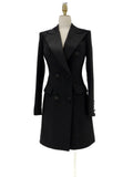 Tuxedo Blazer Dress – Satin Collar, Black – Blazer Dress | GUOCALI – view 2
