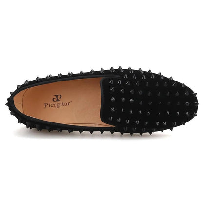 Velvet Women Loafers with Spikes - Loafer Shoes - Guocali