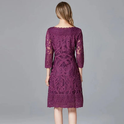 Vintage Embroidered Hollow Sequins Lace Dress -Guocali