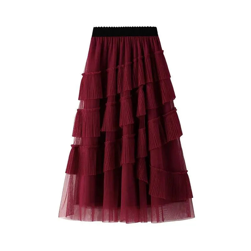 Vintage Skirt Fairy Style Asymmetrical Mesh - A-Line Skirt - Guocali