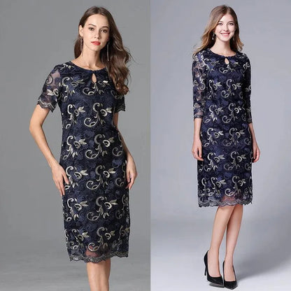 Vintage Three-Quarter Floral Loose Dress -Guocali
