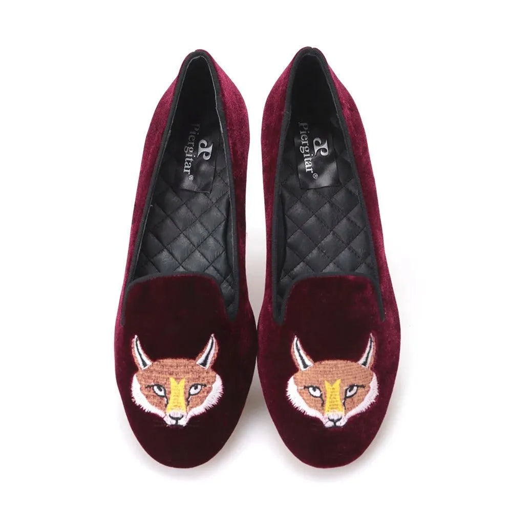 Vixen Velvet Embroidered Women's Loafers - Loafer Shoes - Guocali