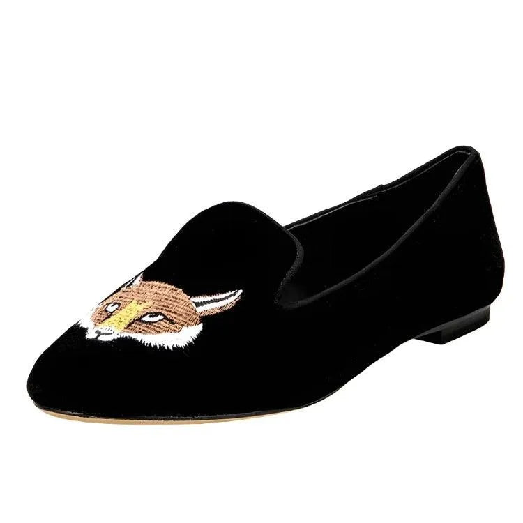 Vixen Velvet Embroidered Women's Loafers - Loafer Shoes - Guocali