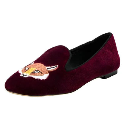 Vixen Velvet Embroidered Women's Loafers - Loafer Shoes - Guocali