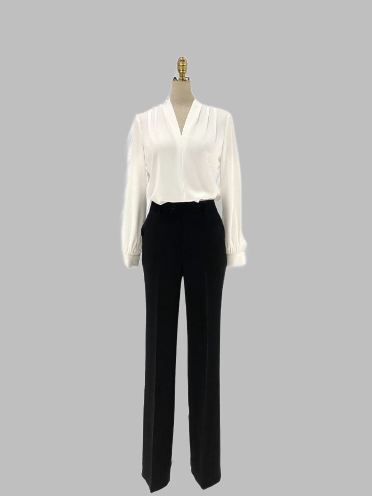 White Chiffon Women Blouse, V-neck - Blouse - Guocali