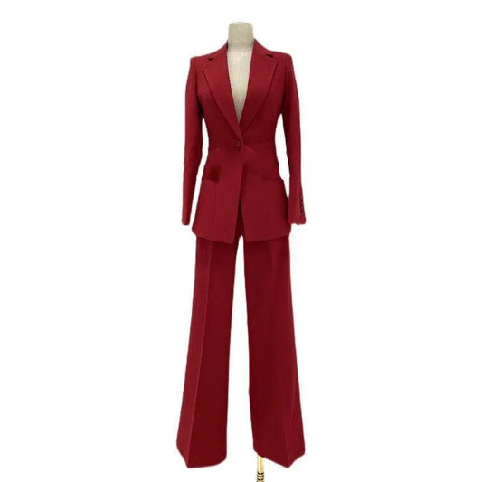 Wide-Leg Business Pantsuit - Women Trouser Suits - Trouser Suit -Guocali