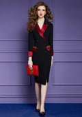 Women Blazer Dress - Lightweight - Double Breasted, Red