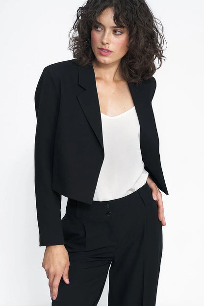 Women Blazer - Lightweight - 1-Button - black -Guocali