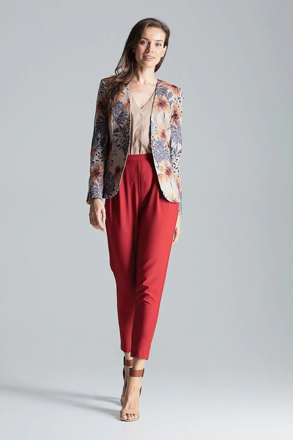 Women Blazer - Lightweight - 1-Button - Multicolor, Beige, Orange, Yellow, Gray -Guocali