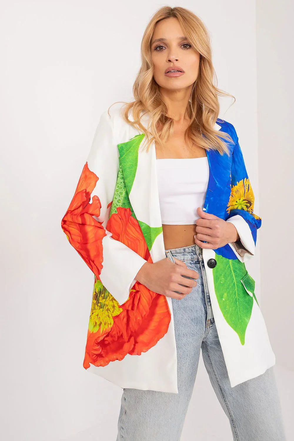 Women Blazer - Lightweight - Button, Blue, Green, Orange, Yellow, Multicolor