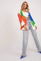 Women Blazer - Lightweight - Button, Blue, Green, Orange, Yellow, Multicolor