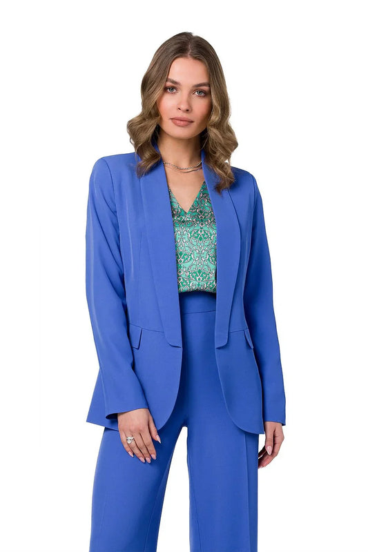 Women Blazer - Lightweight - Slip-On - Blue -Guocali