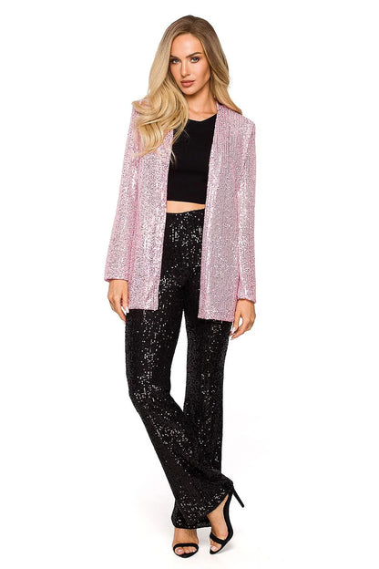 Women Blazer - Lightweight - Slip-On - pink -Guocali
