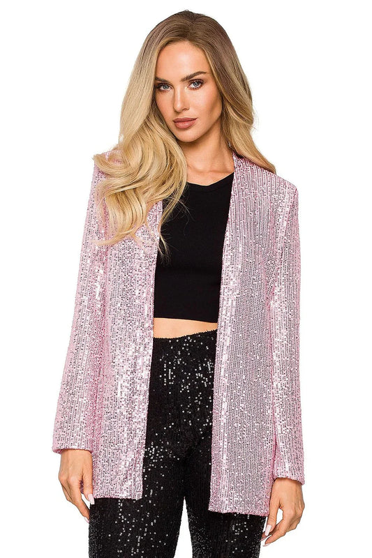 Women Blazer - Lightweight - Slip-On - pink -Guocali